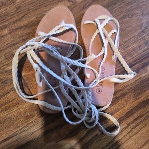 MIA Brown Sandals with Braided Straps